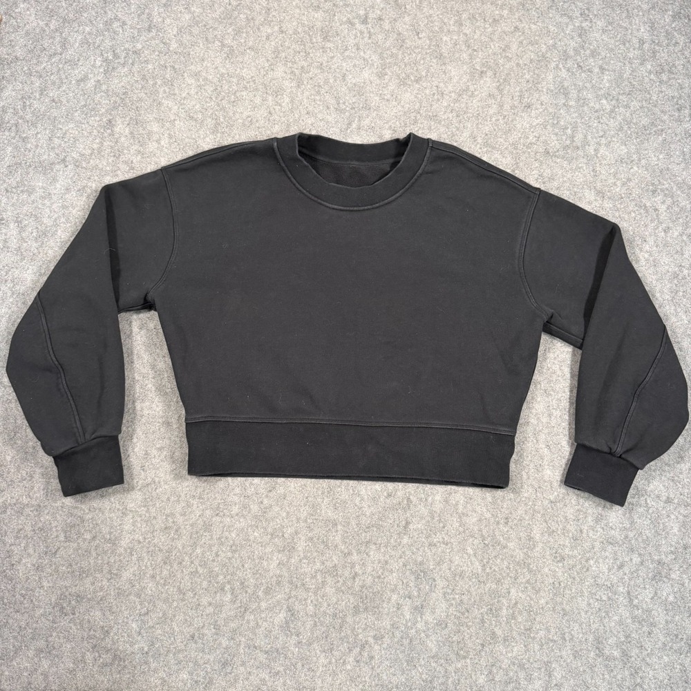 Lululemon‎ Black Perfectly Oversized Cropped Crew Sweatshirt Women's Size 2